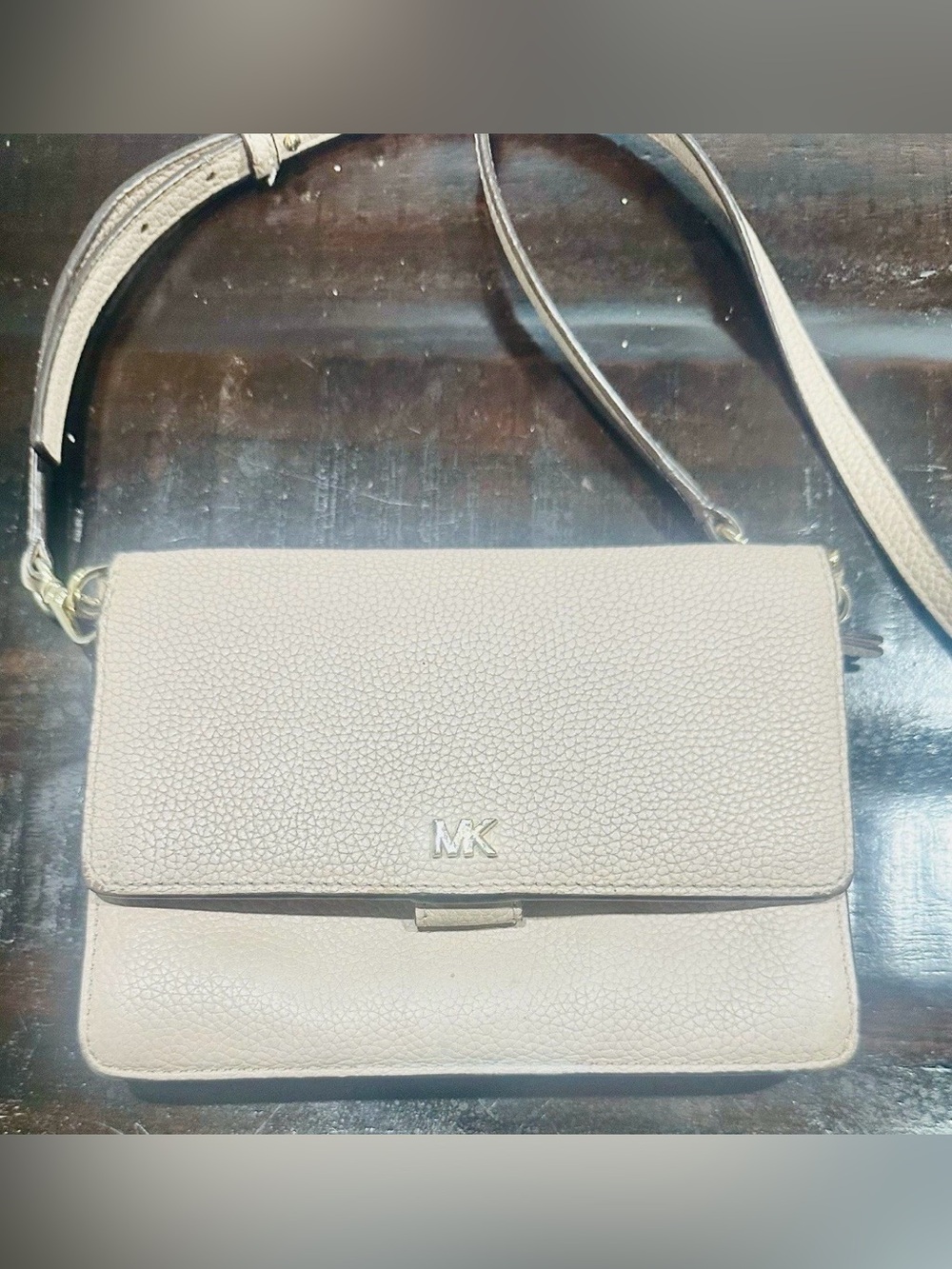 Michael Kors Creamy Pink Purse Crossbody Wallet Clutch Pebbled Leather